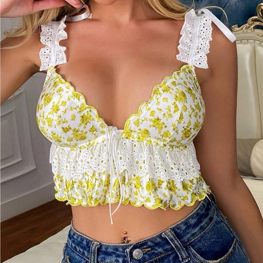Yellow Camisole‎ Crop Top